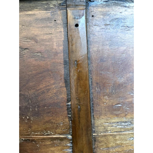 Late 19th Century Late 19th Century Monumental 77" Antique Spanish Mudéjar-Style Coffer — Hand-Forged Iron, Applied Star Motifs For Sale - Image 5 of 8