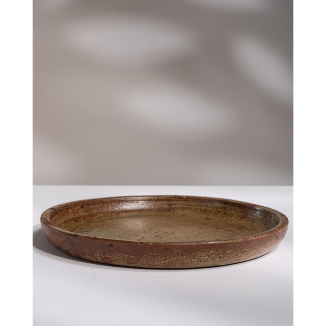 1970s Belgium Tan Ceramic Platter For Sale - Image 9 of 15