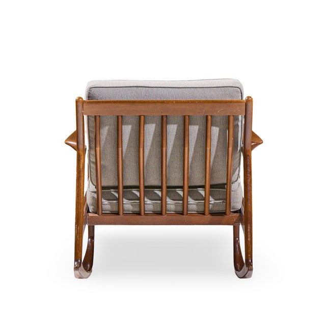 Kofod Larsen for Selig Mid Century Danish Walnut Rocking Lounge Chair For Sale In Chicago - Image 6 of 10