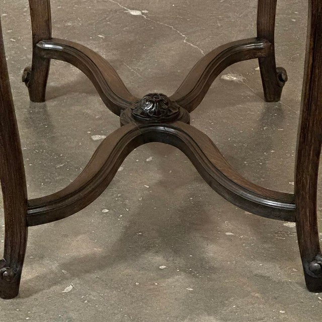 Late 19th Century French Louis XV Walnut Marble-Top Center Table ~ Library Table For Sale - Image 11 of 17