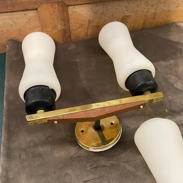 Arredoluce 1950s Set of Two Stilnovo Style Mid-Century Modern Italian Wall Sconces For Sale - Image 4 of 11