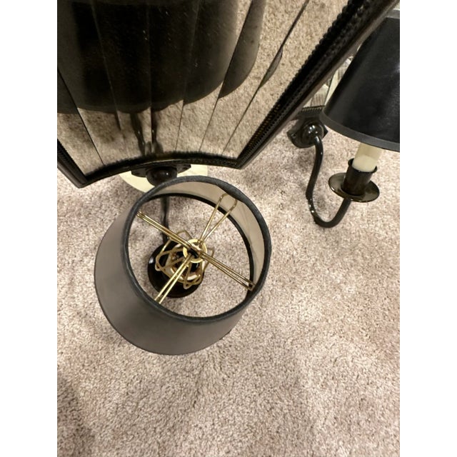 1980s Vintage Art Deco Mirrored Electrical Sconces With Black Shades, a Pair For Sale - Image 5 of 11