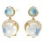 Syna Yellow Gold Blue Topaz and Moon Quartz Earrings with Diamonds, a Pair For Sale