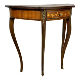 Louis XVI French Marquetry Console Table with Bronze Mounts, 1950 For Sale