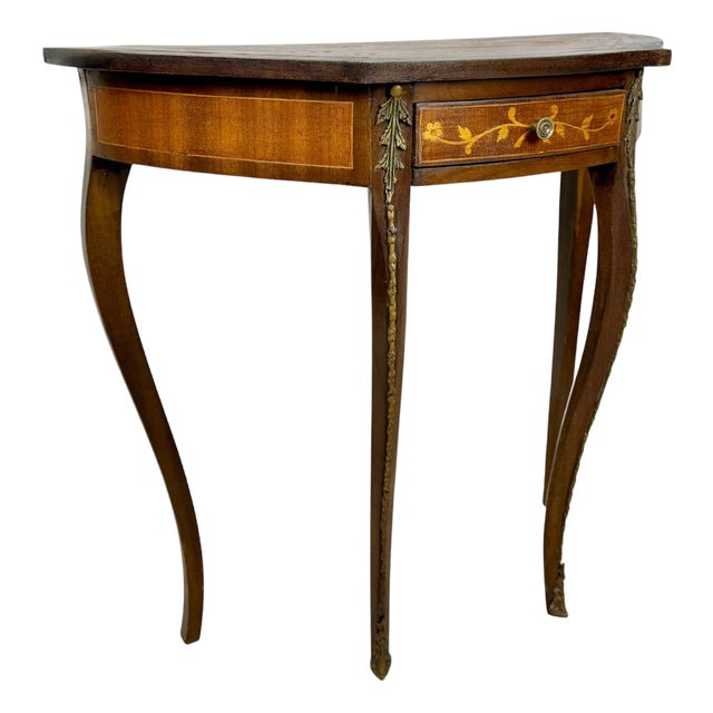 Louis XVI French Marquetry Console Table with Bronze Mounts, 1950 For Sale