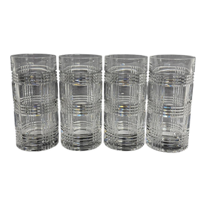 Late 20th Century Ralph Lauren Glen Plaid Crystal Highball Beverage Glasses - Set of 4