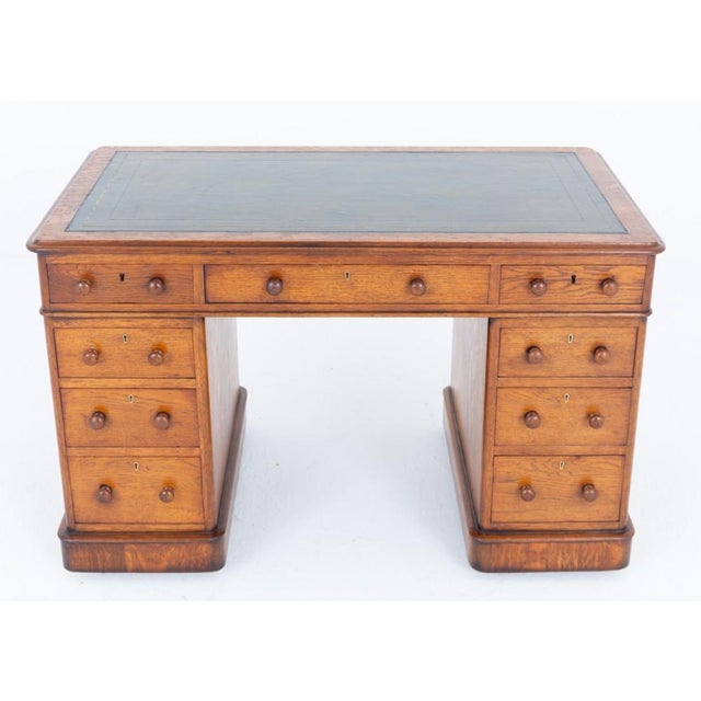 Victorian Pedestal Desk in Oak, 1860 For Sale - Image 5 of 8
