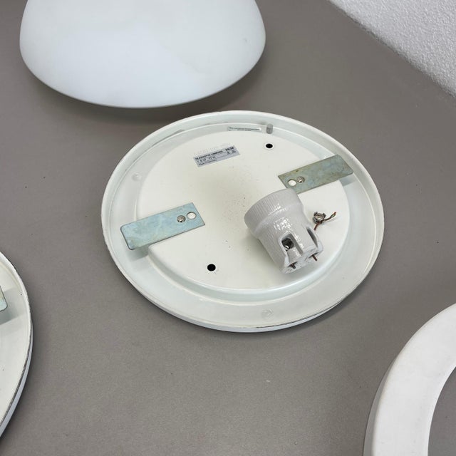 Metal and Glass Wall or Ceiling Lights attributed to Glashütte Limburg, Germany, 1980, Set of 2 For Sale - Image 11 of 17