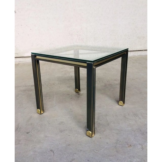 Steel and Brass Square Coffee Table, Belgium, 1980s For Sale - Image 9 of 13