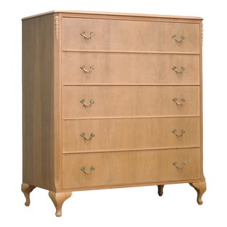 Vintage French Light Limed Chest of Drawers, 1950s For Sale