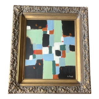 Contemporary Original Stephen Heigh Abstract Painting “Intermission” Chunky Ornate Vintage Frame For Sale