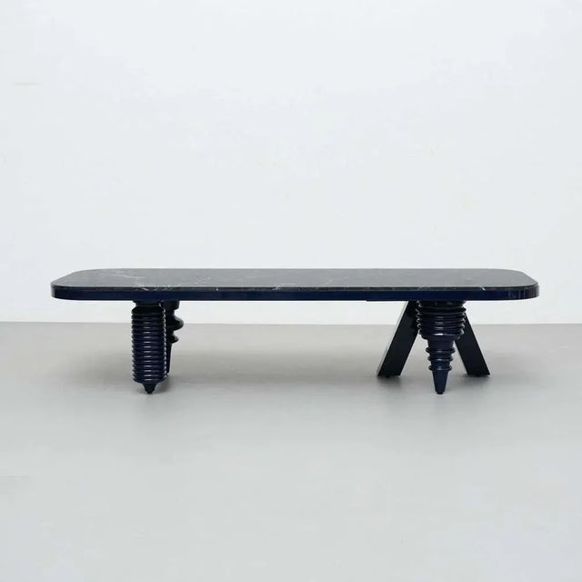 Jaime Hayon Black and Blue Marble Multileg Low Table attributed to Bd Barcelona For Sale - Image 4 of 13