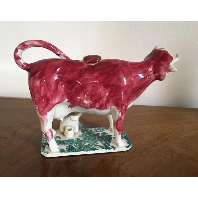 Ceramic 19th Century English Pearlware Pink Luster Cow Form Creamer For Sale - Image 7 of 11