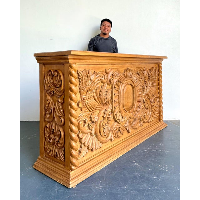 Vintage Ornate Wood Carved Dry Bar For Sale - Image 15 of 17