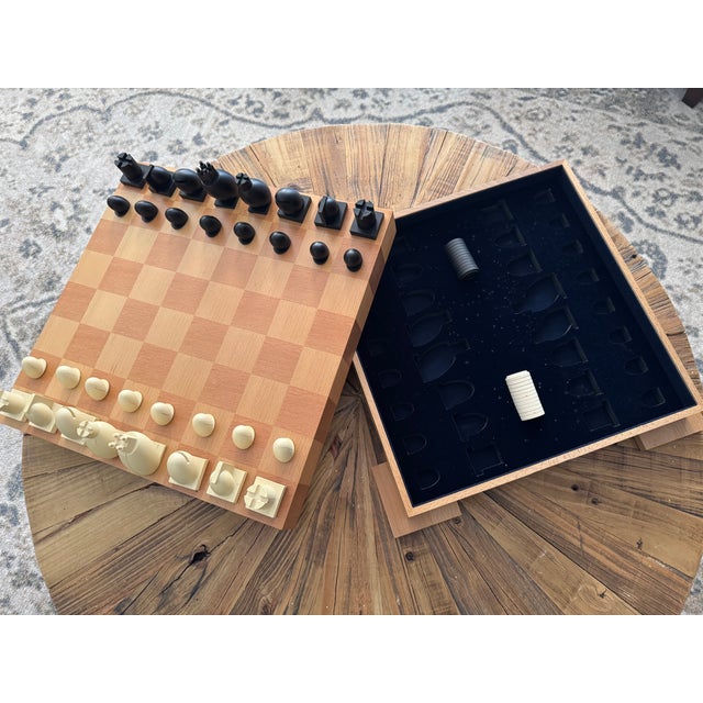 Postmodern Michael Graves 1990s Chess and Checkers Postmodern Set Maplewood Board Modern For Sale - Image 3 of 10