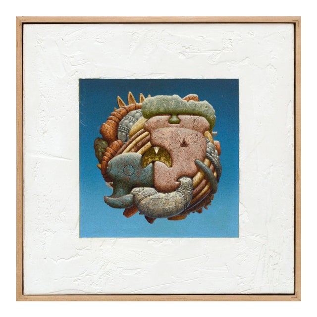 Clayton Anderson "Precious Stones" Surrealist Mixed Media Composition Circa 1970 For Sale