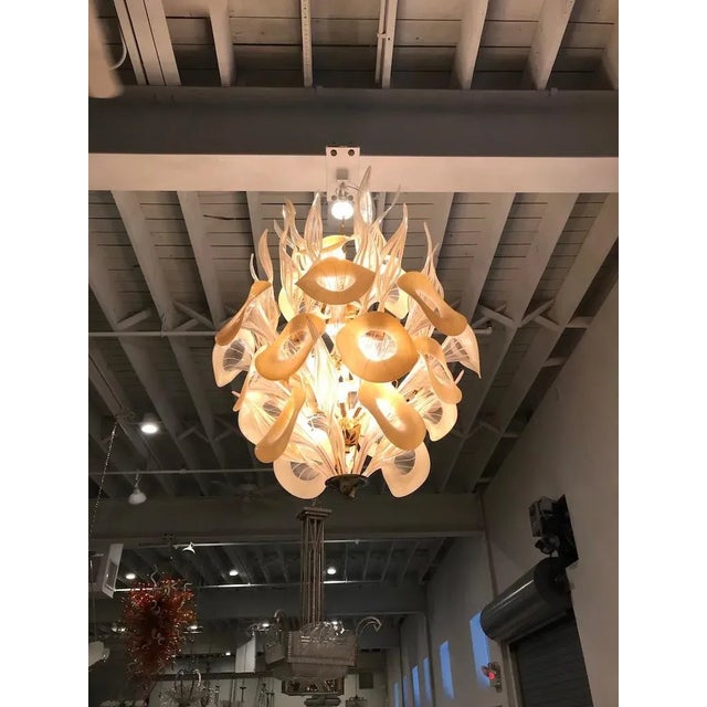 Cream Mid-Century Italian Murano Chandelier For Sale - Image 8 of 13