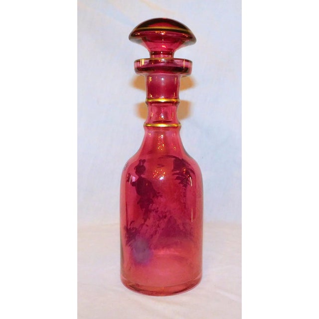 Late 19th Century Mary Gregory Victorian Glass Decanter For Sale - Image 4 of 8