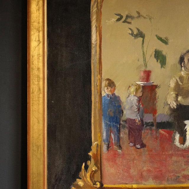 ‘Wife and Family’ by John G. Boyd, Large 1970s Original Oil on Canvas Painting For Sale - Image 6 of 12