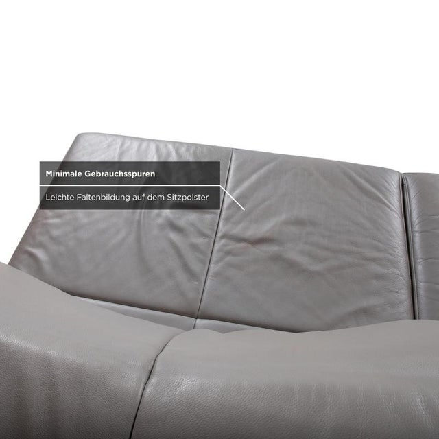 DS-112 3-Seater Sofa and Ottomans in Grey Leather from de Sede, Set of 3 For Sale - Image 16 of 18