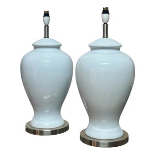 English Glazed Ceramic Lamps, 1960s, Set of 2 For Sale