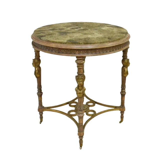 French Gilt Bronze Table After Adam Weisweiler For Sale