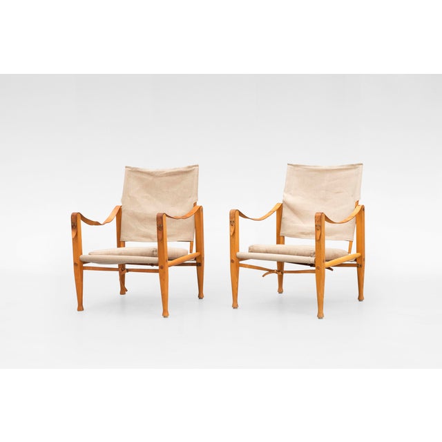 Vintage Canvas Safari Lounge Chairs by Kaare Klint for Rud Rasmussen, 1960s, Set of 2 For Sale - Image 6 of 6