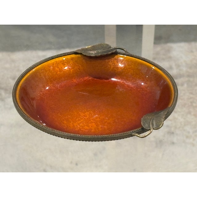Mid-Century Evans Guilloche Enamel & Brass Dish / Catchall / Ashtray For Sale - Image 13 of 15