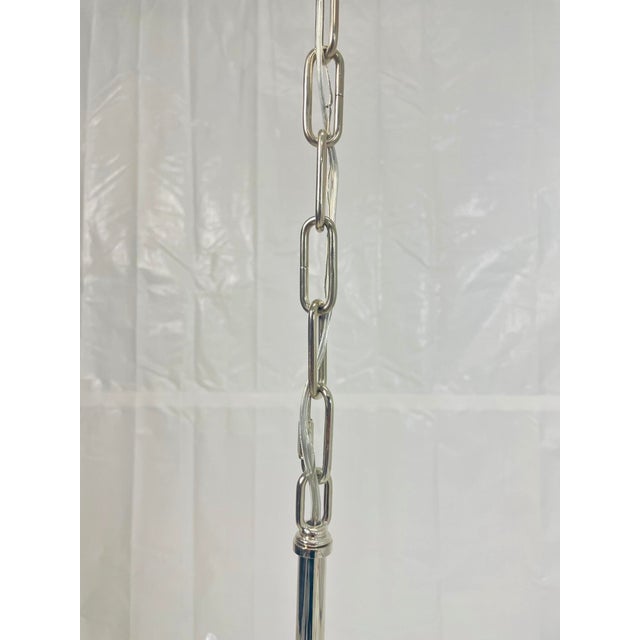 Chapman & Myers “Basden” Medium Chandelier for Visual Comfort, Nickel & Rattan For Sale - Image 13 of 15