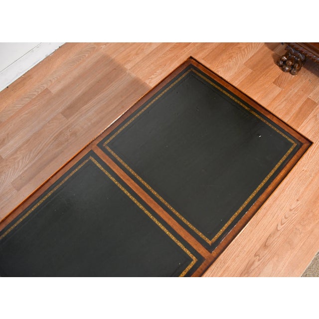 1930s English Regency Mahogany & Green Leather Top Coffee Table For Sale - Image 14 of 16