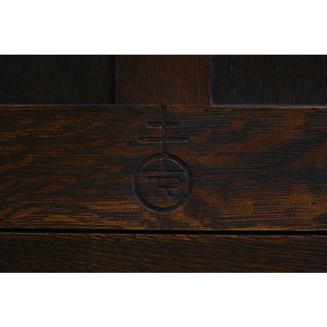 Stickley Roycroft Mission Oak Leaded Glass Cabinet For Sale - Image 14 of 18