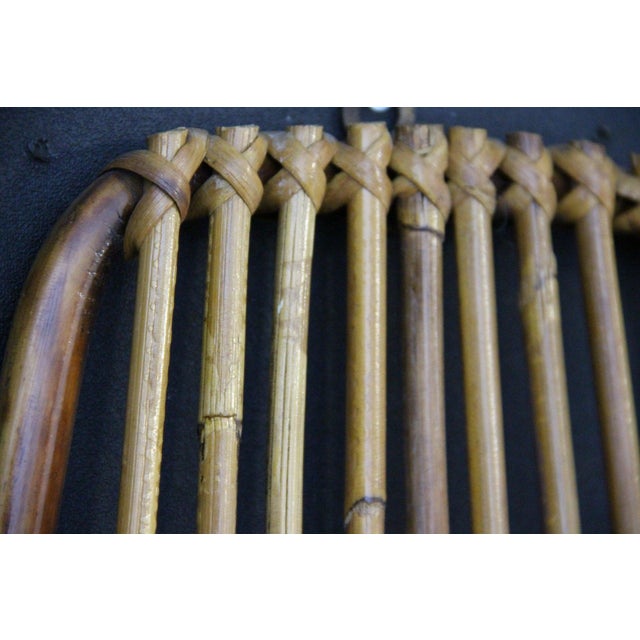 Wood Rattan and Bamboo Coat Rack with Mirror in the style of Franco Albini, Italy, 1960s, Set of 2 For Sale - Image 7 of 12