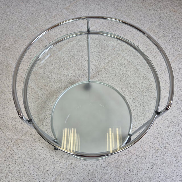 Bauhaus 2-Tiered Bar Cart in Chrome and Glass, 1980s For Sale - Image 6 of 10
