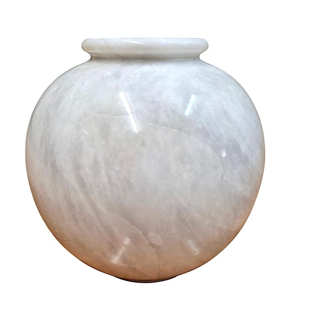 On offer is a classic white marble vase hand-carved likely from either Carrara or Vermont marble. Both stones are known...