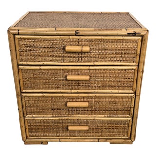 Italian Bamboo and Rattan Chest of Drawers, 1960s For Sale