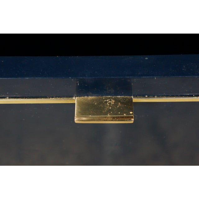 2 Mid Century John Stuart Navy Blue Lacquer Nightstands Bedside Chests MCM Pair For Sale - Image 13 of 18