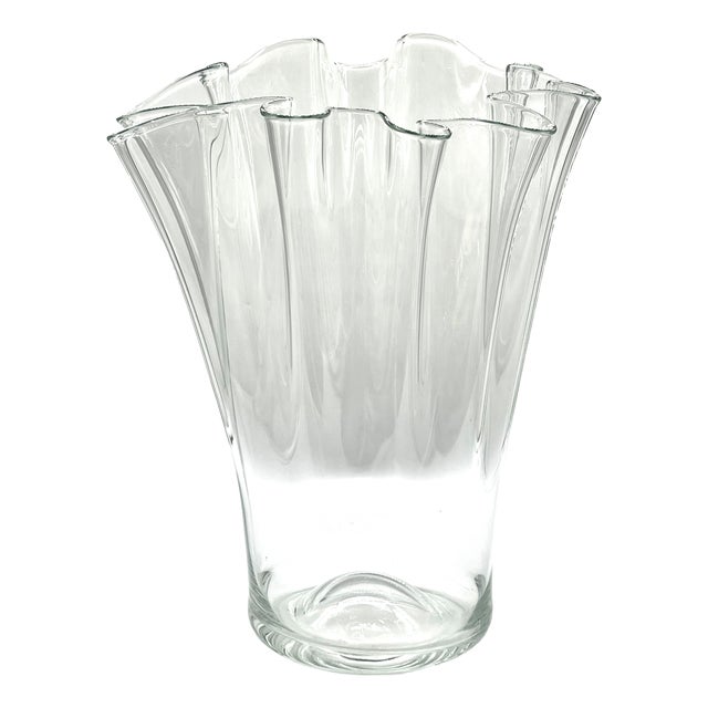 Monumental Scandinavian Clear Glass Floor Vase attributed to Holmegaard, 1970s For Sale