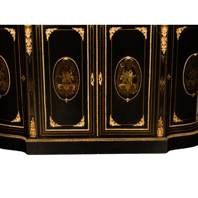 19th Century French Napoleon III Ormolu & Marble Ebonized Cabinet Sideboard 1860 For Sale - Image 17 of 17