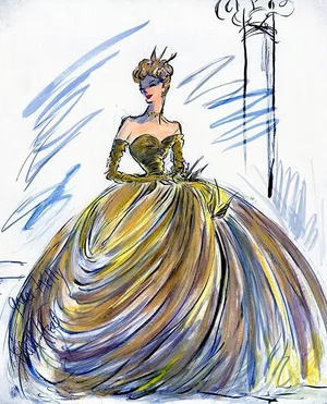 16x20 Print of Original Costume Sketch by Edith Head for Grace Kelly "To Catch a Thief" 1955
