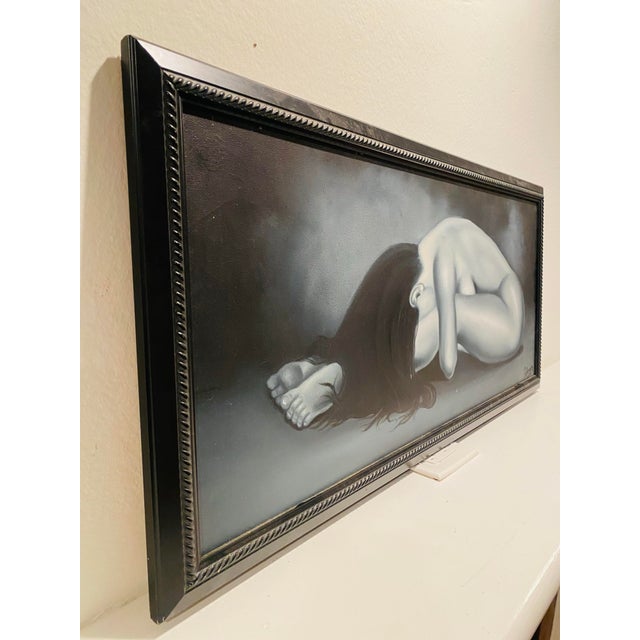 Contemporary 1990s Expressionist Figurative Nude Oil Painting on Canvas in the Style of Harvey Edwards ‘ Silent Shadow’ For Sale - Image 3 of 10