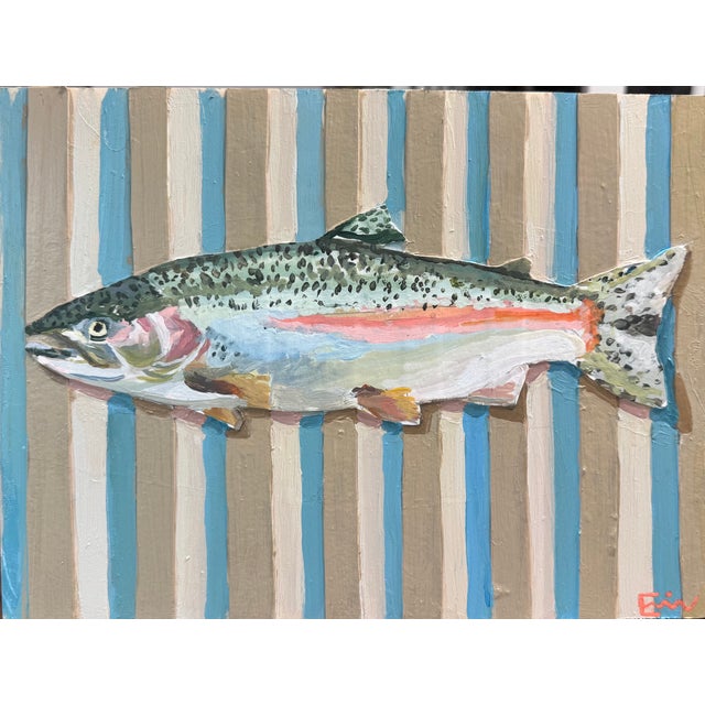 Nautical Rainbow Trout Acrylic Painting For Sale - Image 3 of 11