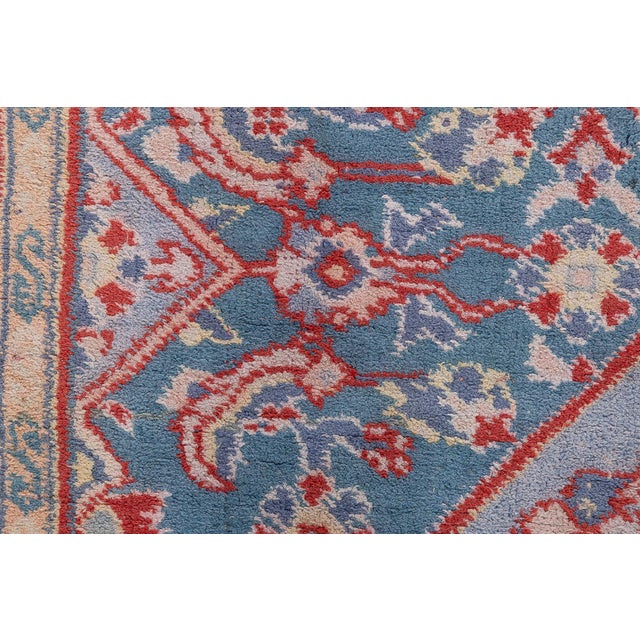 Fine Antique Indian Agra Red and Blue Handmade Rug For Sale - Image 11 of 11