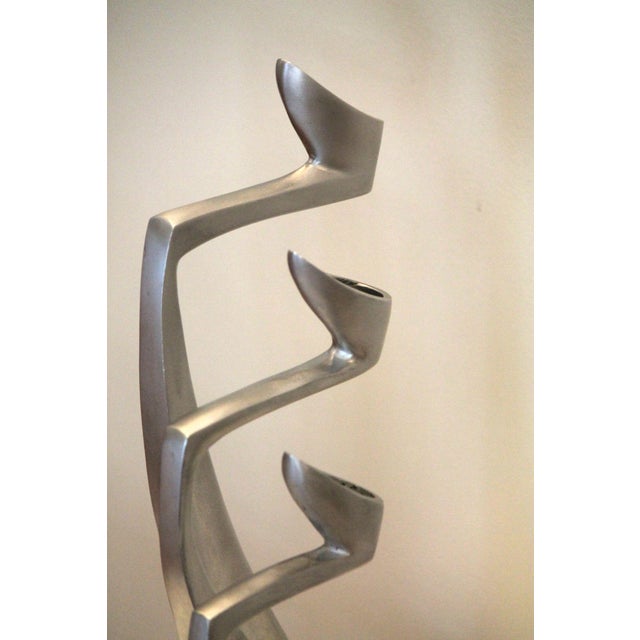 Metal Set of 3 Graduated Incredible Postmodern Vintage Matthew Hilton Swan Candlesticks For Sale - Image 7 of 9