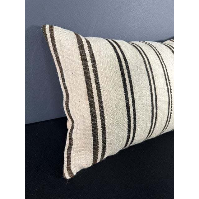 Contemporary Turkish Hemp Pillow Cushion Natural Beige Black Pillow Cushion Cover 16" x 24" For Sale - Image 3 of 4