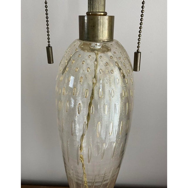 Mid 20th Century Mid 20th Century Gold Fleck Carosello Murano Glass Lamps Vintage John Hutton Signed Mid Century Modern - a Pair For Sale - Image 5 of 6