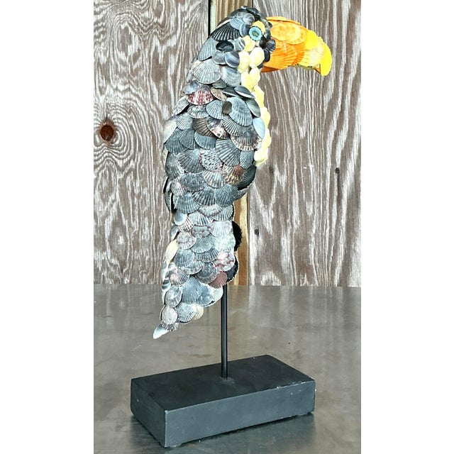 Vintage Coastal Shell Encrusted Toucan For Sale - Image 4 of 8