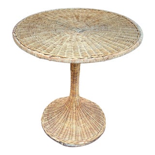 Mid-20th Century French Woven Wicker Tulip Table For Sale