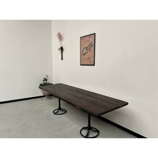 Large Wooden Table with Industrial Spirit, 1950s For Sale - Image 3 of 18