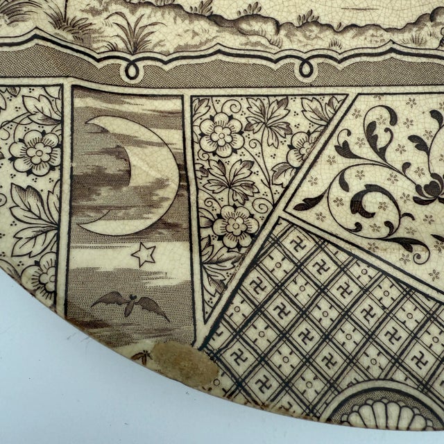 English Late 19th-Century English Staffordshire Brown Transferware Plate For Sale - Image 3 of 3