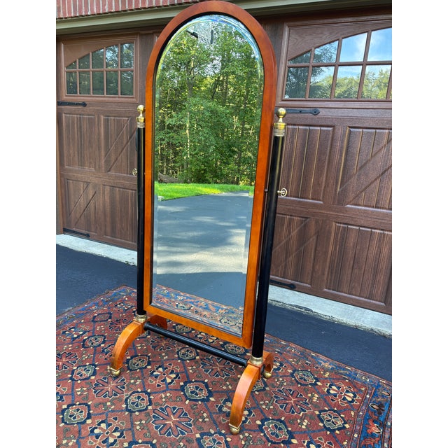 French Empire Style Arched Cheval Mirror For Sale In Cleveland - Image 6 of 12